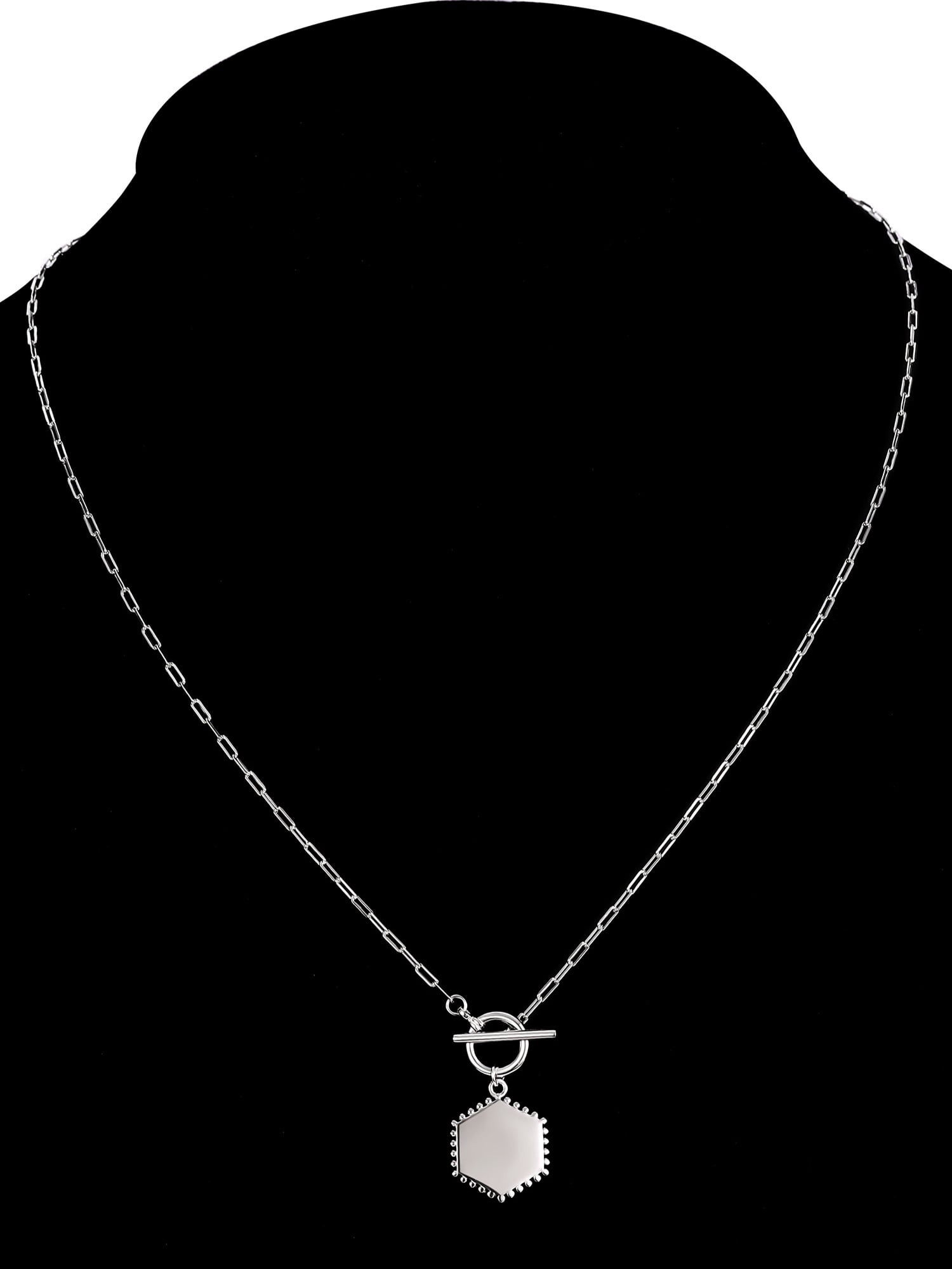 Planet Pure Women's Medallion Toggle Necklace in Recycled Sterling Silver with 18" Chain