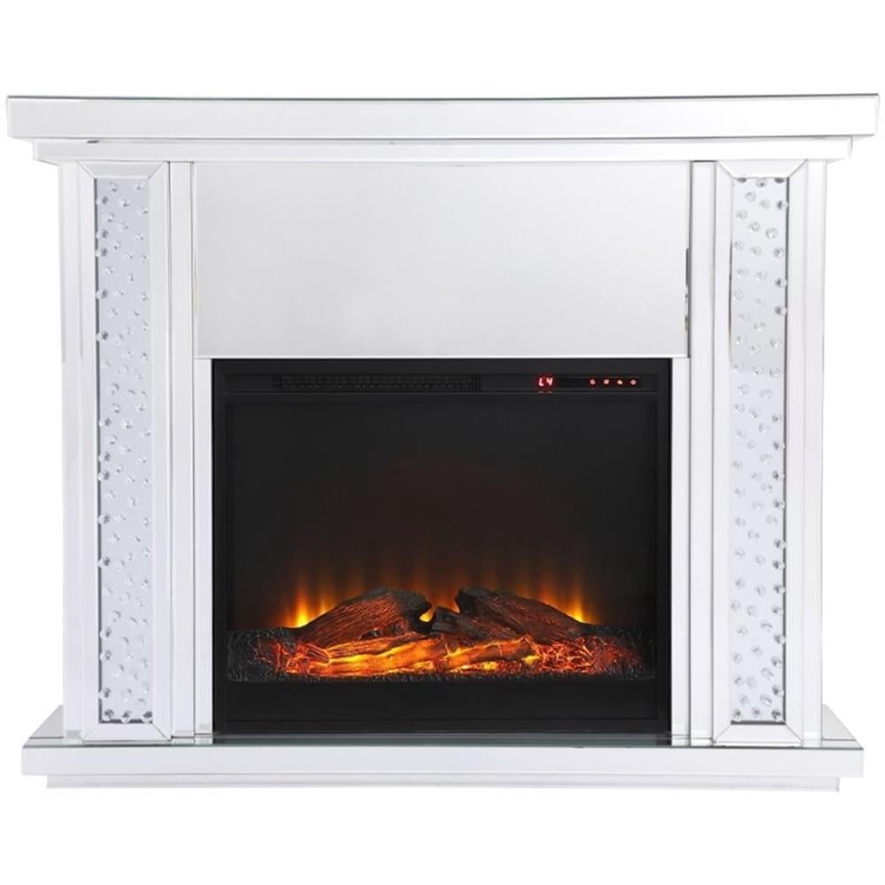 Bowery Hill MDF Clear Electric Fireplace Mantle Rectangular Adjustable LED 47.5" Unassembled