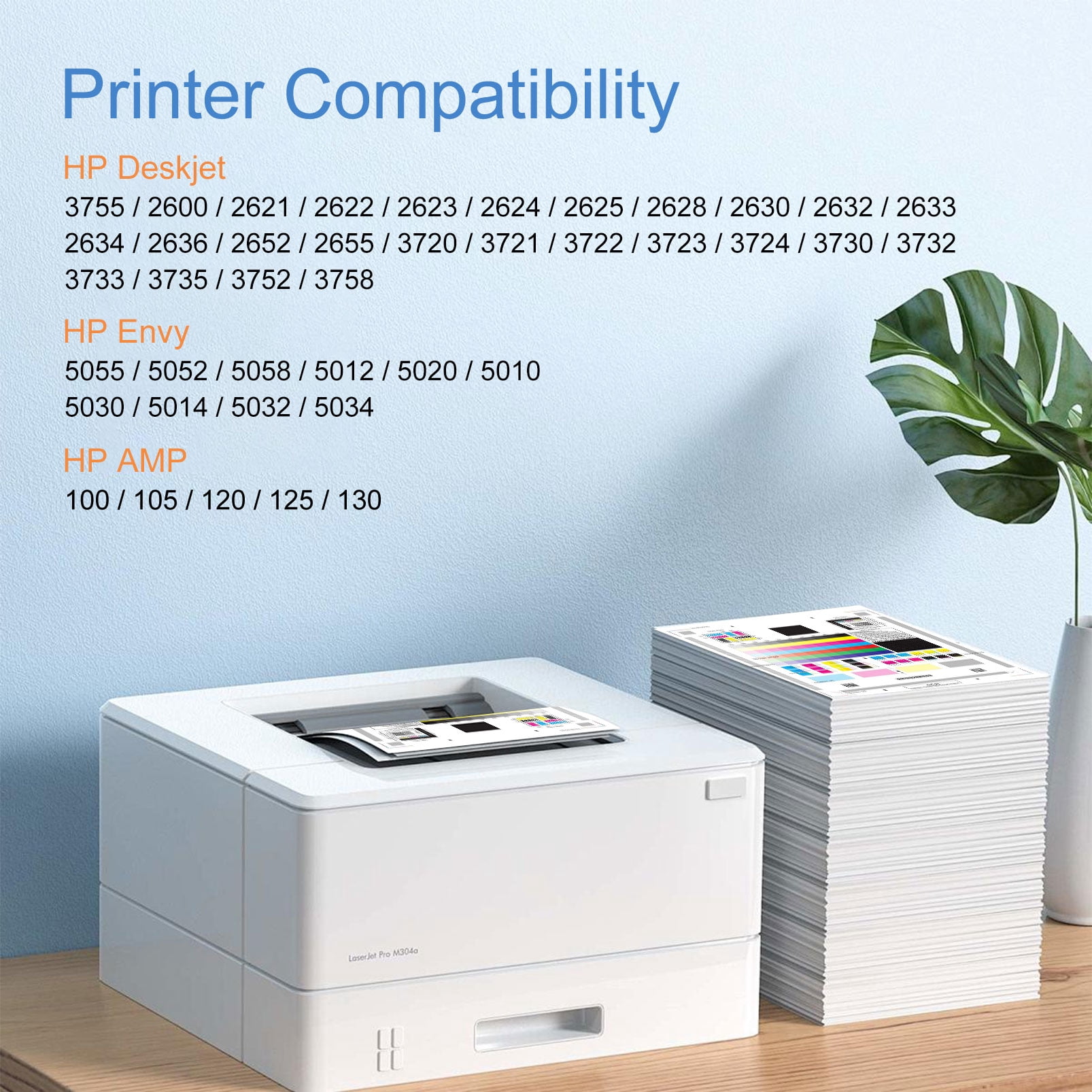 65XL 65 Black Ink Cartridges, Compatible for HP 65 Black Ink Cartridges Work With HP Printer DeskJet 3755 2600 3772 Envy 5055 5000 AMP 100 Series2 Pack