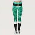 thumbnail image 2 of Gibobby Leggins termicos mujer Pantalones estampados de Navidad personalizados para mujer, mallas navideñas de muñeco de nieve para fiesta de Santa(Verde,G), 2 of 5