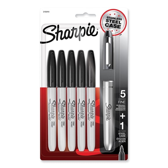 Marcador Permanente Sharpie Punta Fina Negro Paquete de 5