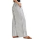 thumbnail image 4 of Pantalones de rayas de tiro alto y pierna ancha para mujer INSPIRE CHIC, con cordón, de algodón, sueltos, talla XS, color blanco, 4 of 5