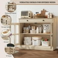 thumbnail image 3 of Modern Washed Ash Sideboard Buffet Cabinet with Glass Doors and Large Drawer – Adjustable Shelf – Spacious Storage Solution for Kitchen, Dining Room, Entryway, Coffee Bar – Color: Washed Ash, 3 of 8