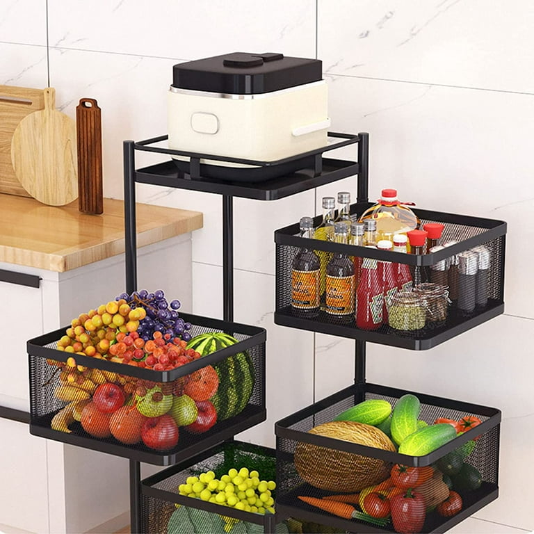 Kitchen Multi-layer Vegetable Basket, Vegetable And Fruit Storage Basket,  Removable Vegetable Drain Basket, Kitchen Multi-functional Storage Rack,  Large Capacity Storage Rack For Idle Items, Multi-layer Vegetable And Fruit  Cart For Home Use 