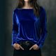 thumbnail image 1 of Karight Velvet Tops for Women Long Sleeve Crew Neck Tshirts Casual Loose Fit Tunic Blouses Elegant Party Dressy Outfits, 1 of 5