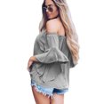 thumbnail image 3 of Women Gray/White/Black/Blue/Yellow Off The Shoulder Knot Front Top, 3 of 5