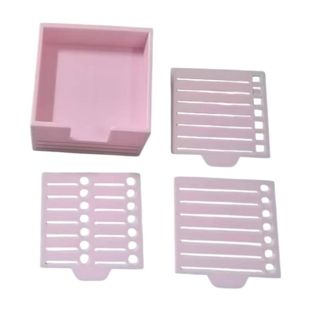 Sticky Note Soporter con dispensador de nota de semicates de plantilla Organizador de oficina de oficina de tarjetas de negocios fáciles de usar para Rosa