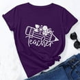 thumbnail image 1 of Qiopertar Mode Femme Ample Col Rond Pull-Over Journée des Enseignants Imprimé Mignon Manches Courtes T-Shirt Liquidation Livraison Gratuite Offres de la Semaine Liquidation, 1 of 6