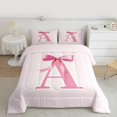 thumbnail image 3 of Manfei Letter A Monogrammed Bedding Comforter Set,Cute Cartoon Bowtie Twin Comforter Sets,Pink Bow Tie Bedding Set For Girls Kids,Microfiber Room Decorative Reversible,2 Pieces, 3 of 9
