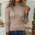 thumbnail image 2 of SGMVNU Womens Turtleneck Sweaters Basic Pullovers Long Sleeve Sweater Tops Casual Soft Knit Fit Lightweight 2025 Fall Work Outfits Khaki XL, 2 of 8