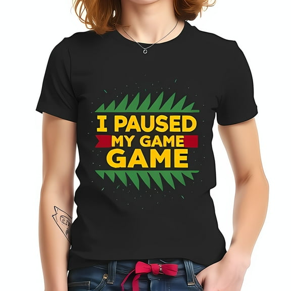 Funny Gaming T-Shirt - "I PAUSED MY GAME" Graphic Tee for Casual Wear - Relaxed Fit Black Shirt