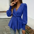 thumbnail image 5 of HongQid Long Sleeve Blouses for Women Dressy Casual, Wrap Tops Work Shirts, V Neck Fall Business Outfits, 5 of 9