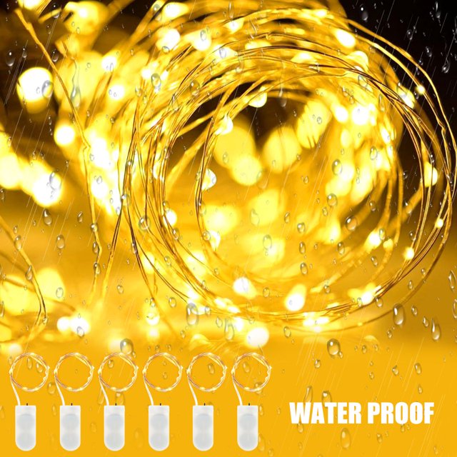 Muyoka 20pcs LED Alambre de cobre Luces de hadas estrelladas 3.2 pies 10LED Luces de hadas de hadas Funciona con batería con batería CR2032 para la decoración del dormitorio Árbol de Navidad Banquete Muyoka Hogar