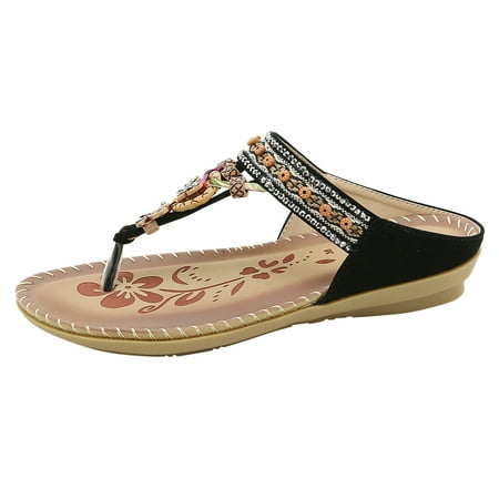 

TAIAOJING Women Sandals Wedges Sandals For Sandals Peep Toe T Strap Bohemia Sandals Flats Beach Fashion Shoes Zapatos