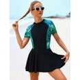 thumbnail image 4 of IDOPIP Short Sleeve Swimsuits Swim Dress Women Rash Guard One Piece Swimwear with Skirt Bathing Suit S-2XL, 4 of 9