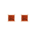 thumbnail image 3 of 1 ct Push-Back Stud Earrings for Women | 4.5mm Princess Cut Simulated Red Diamond | 18K Rose Gold, 3 of 5