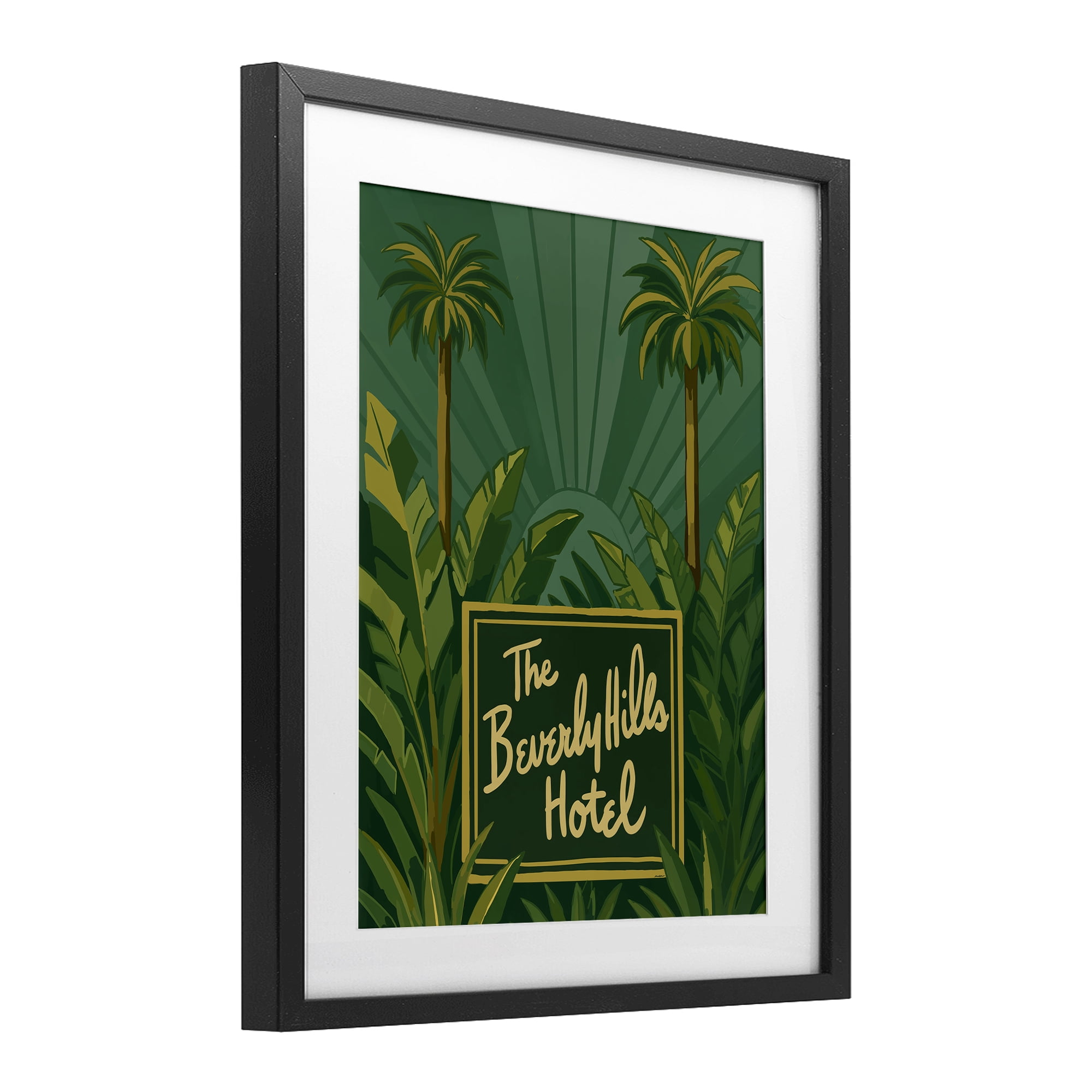 Stupell Industries Retro Beverly Hills Hotel Black Framed Print Under Glass, design by Amelia Noyes