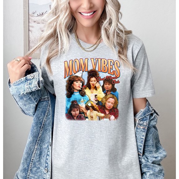 Moonlight Apparel Funny Mom Vibes Shirt for Women Cool Moms Club Graphic Tee Mother's Day Gift Vintage Retro Mom Shirt Comfort Multi-Colors T-Shirt Tee