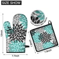 thumbnail image 6 of Black Turquoise and Gray Floral Pattern Kitchen Oven Mitt and Pot Holder Sets 2 Pcs for Baking, Cooking and Grilling, Heat Resistant Up To 392 °F, 6 of 7