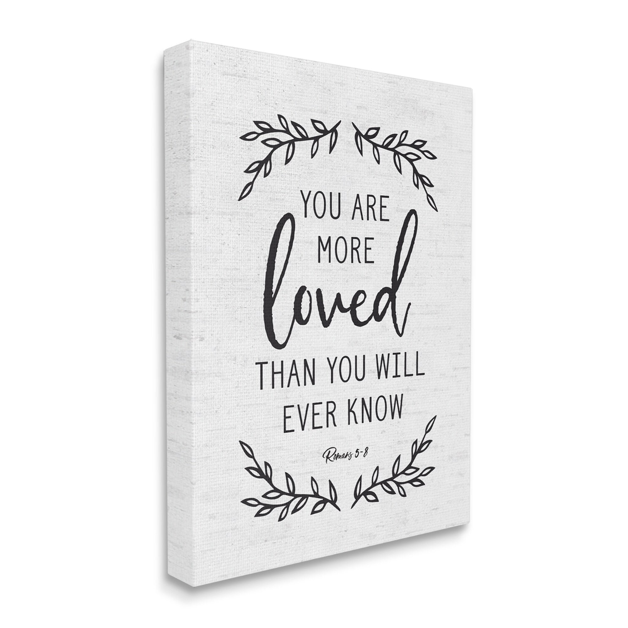 Stupell Industries You Are Loved Bible Verse Scripture Religious Quote Graphic Art Gallery Wrapped Canvas Print Wall Art, Design by Lettered and Lined