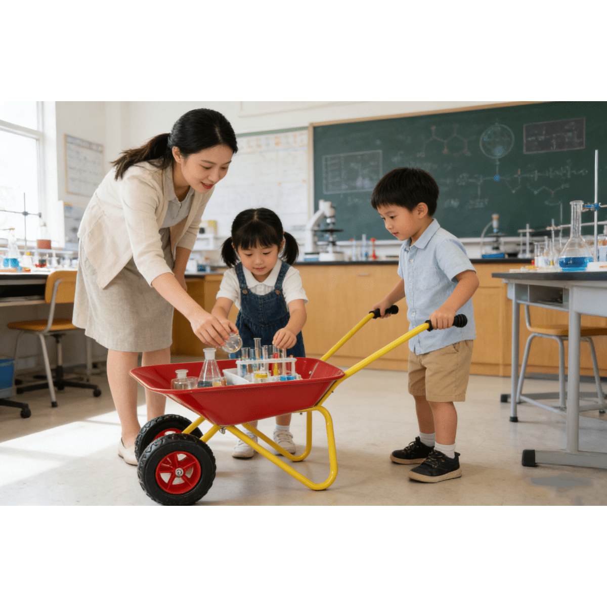 Children's metal trolley, Load-bearing capacity: 33LBS,children's heavy vehicle, metal structure two-wheeled trolley, steel pallet, can be used in gardens, loading leaves, soil, sand, etc. (red)