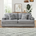 thumbnail image 2 of Dinosisco Corduroy Loveseat Sofa, Upholstered 3-Seater Sleeper Couch for Living Room, Gray, 2 of 8