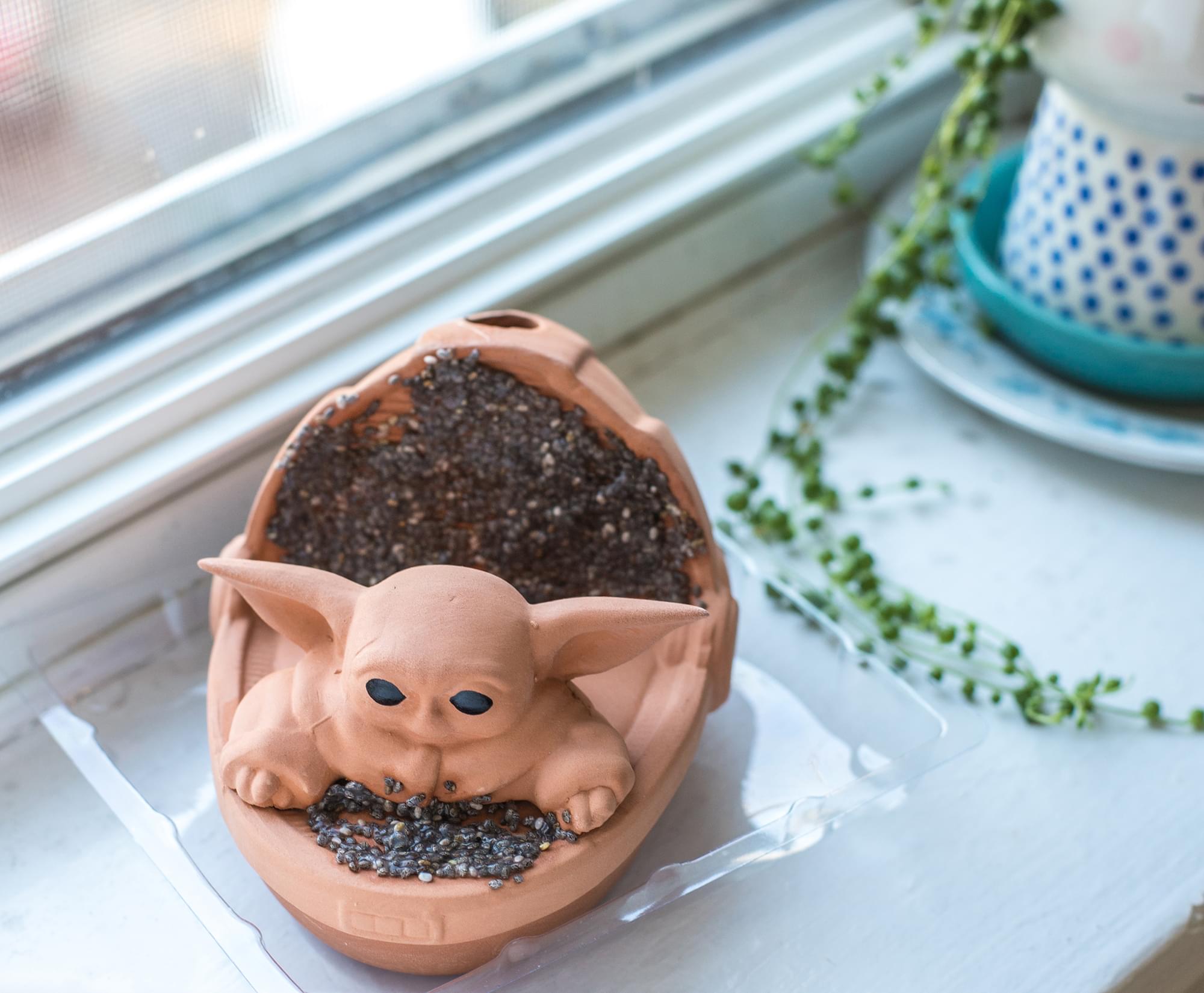 Chia -Pet Planter Decorat Pottery Sunlight Fast-Growing Seed Pack- Star Wars Yoda the Child- Orange - image 5 of 7