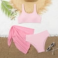 thumbnail image 2 of Girls' Bikini Sets with Skirts Cover Up Swimsuit Color Block 3Pcs Bathing Suits, 2 of 6