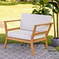 thumbnail image 3 of Sunnydaze Bodie Acacia Outdoor Lounge Armchair with Bone White Cushions - Natural Oil Finish, 3 of 19