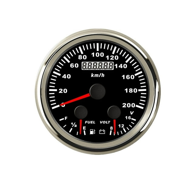 85mm 0-60MPH 0-200km/h GPS Speedometer Odometer With Fuel Level Voltmeter With Red Backlight For Car Boat ,High Precision
