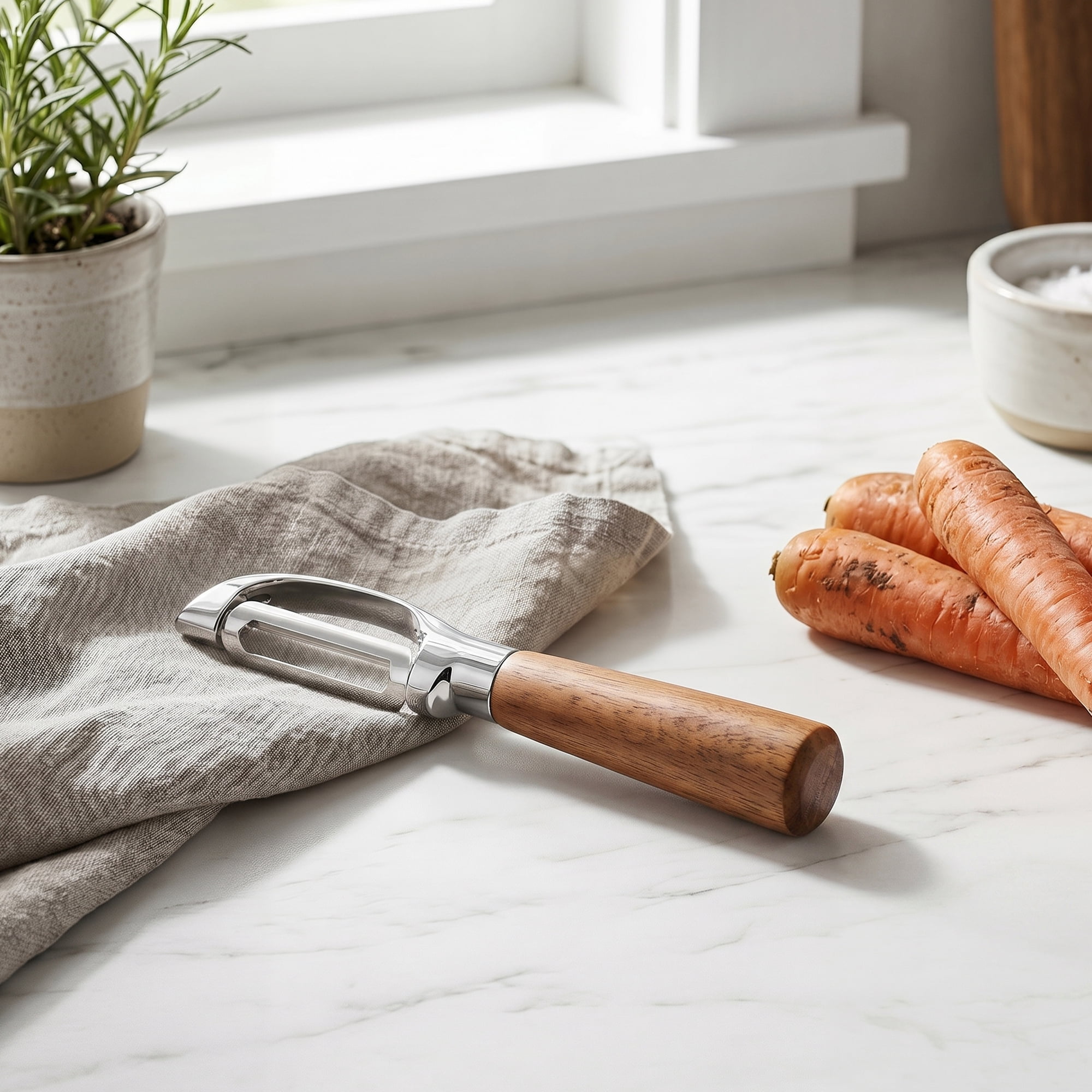 Unique Bargains Wood Vegetable Peeler, Durable Potato Peeler with Handle Brown 7.1"x0.8"