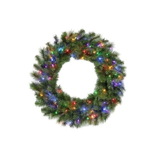 Puleo Asia 252389 30 in. 100 Multi-Color LED Lights Christmas Wreath