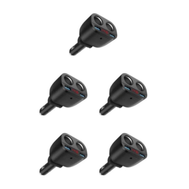 Maytalsory High Charging Speed Multi-functional Dual USB Car Charging Ports Small Occupation Cigarette Black 5Set