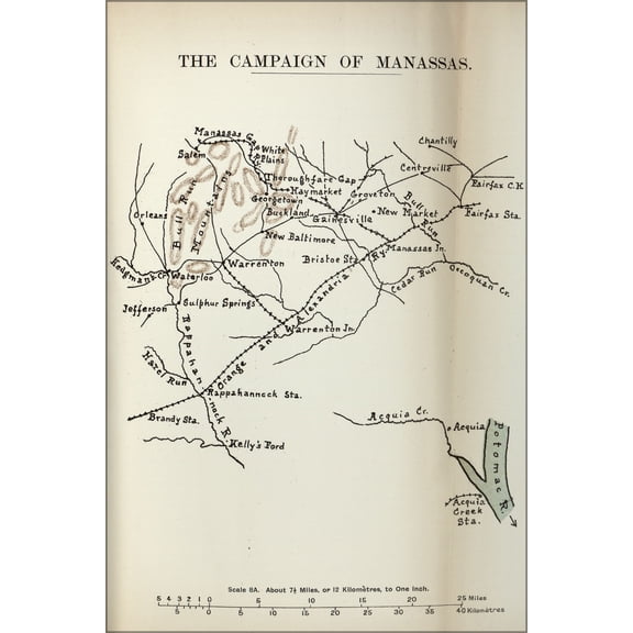 24"x36" Gallery Poster, American Civil War map Campaign of Manassas