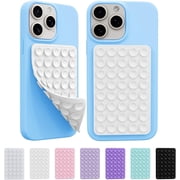 2 Pack Silicone Double-Sided Suction Cup Phone Case Detachable Mount, Sticky Phone Grip with Higher Suction Power for iPhone, Hands-Free Phone Accessories Holder for Selfies and Videos, White