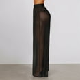 thumbnail image 4 of ANINEO Women Solid Color Wide Leg Mesh Sheer Loose Pants High Waisted Straight Bottom Long Pants Holiday Daily Female Trousers, 4 of 9