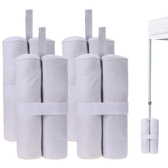 MOOCY Sacs de Poids pour Auvent Sacs de Sable Poids de Qualité Industrielle pour Pieds de Auvent, Abri Extérieur, Disponible en Trois Couleursï14œ Grande Capacité 30lb Chacun (4 Pcs Blanc)