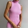 thumbnail image 4 of RMGVDSD Women's Solid Color Fashion Turtleneck Sleeveless Sweater Slim Fit Knit Tank Top Pullover Soft Pullover Sweater Top /Pink, 4 of 9