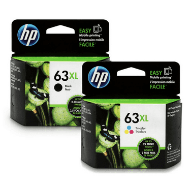 Original 63XL High Yield Black and High Yield Tri-Color Printer Cartridges Combo compatible with HP Printers