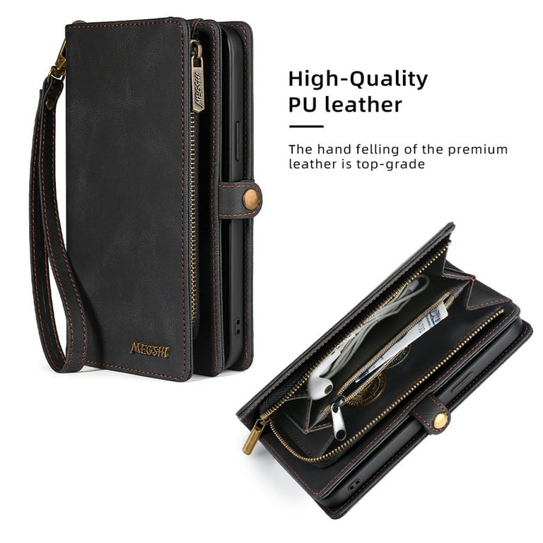 Pouch Magnetic Detachable Leather Wallet Case for iPhone 14 Pro