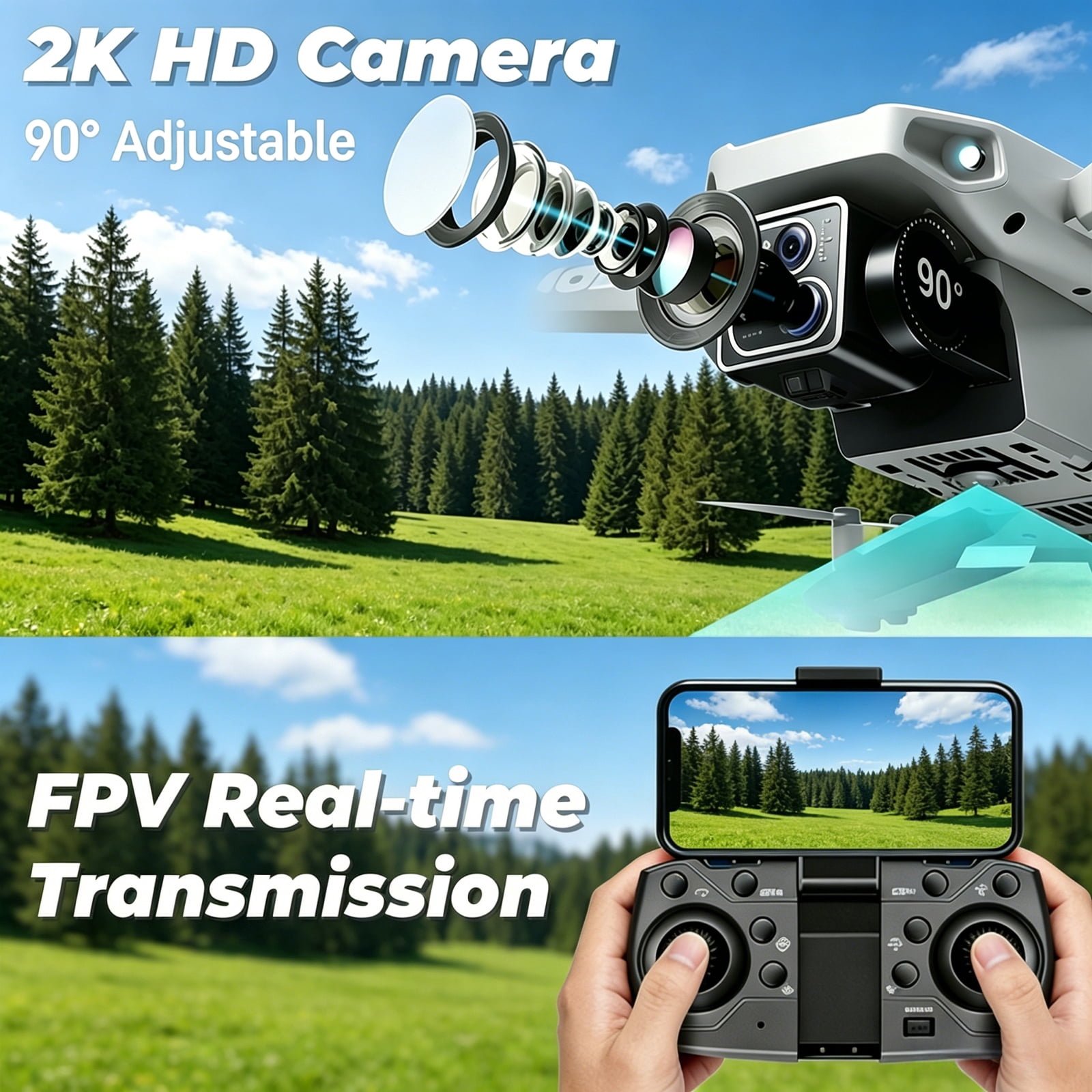 4K HD Camera Foldable Drone, WiFi FPV RC Quadcopter with One Key Takeoff Landing, Altitude Hold, 360° Flip, Drone Toy for Kids Beginners 10+