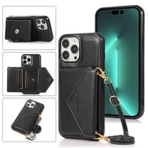Dteck Crossbody Wallet Case for iPhone 12 / iPhone 12 Pro, PU Leather Phone Case with Card Holder Shoulder Strap Purse Cover 6.1 Inch,Black