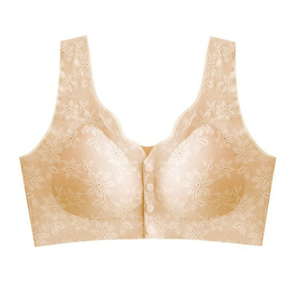Fsgntruao Front Closure Bras for Women Plus Size Front Button Bras Full Coverage No Underwire Wireless Push Up Bra Comfort Sleeping Bra Everyday Bras
