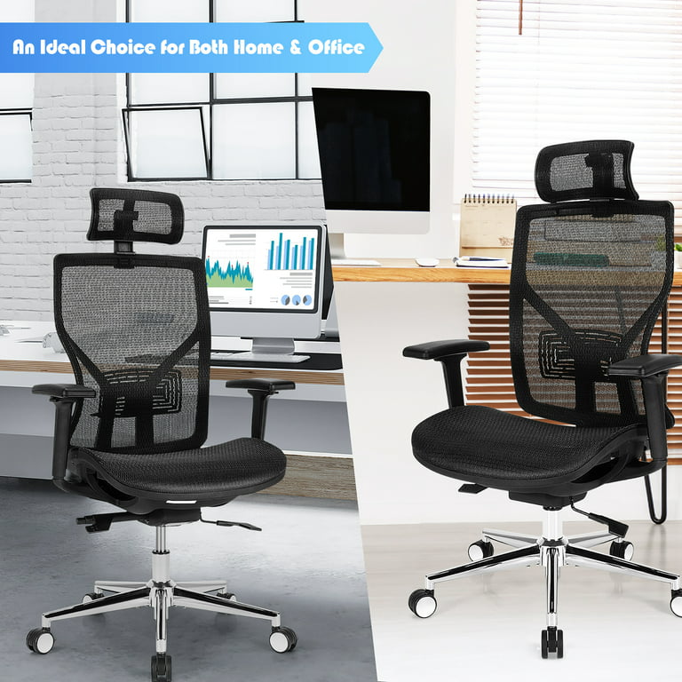 Costway Ergonomic Mesh Office Chair Adjustable High Back Chair w/ Lumbar  Support