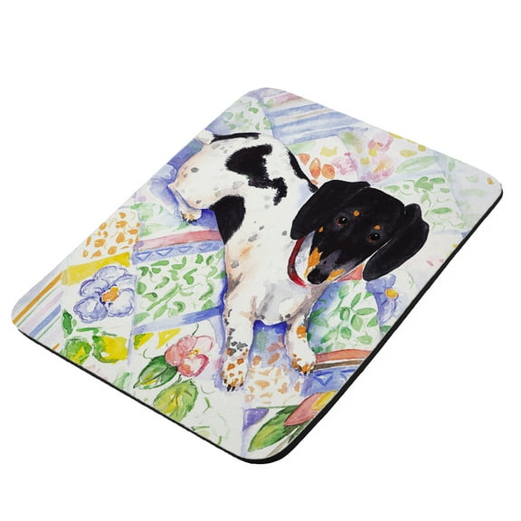 Tricolor Miniature Dachshund Art by Denise Every - KuzmarK Mousepad / Hot Pad / Trivet