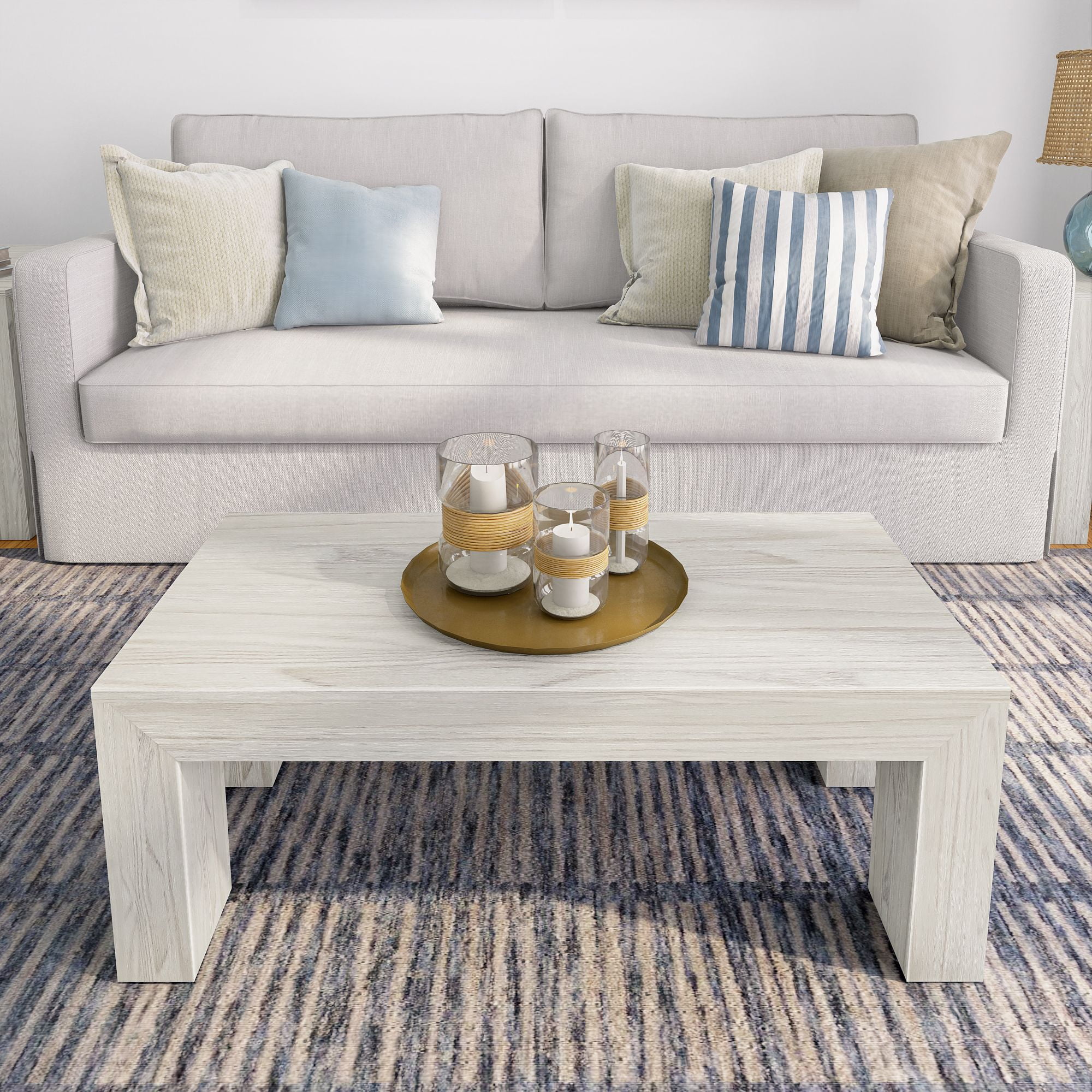 Plank+Beam Solid Wood 40" Modern Coffee Table, Rectangular Center Table for Living Room