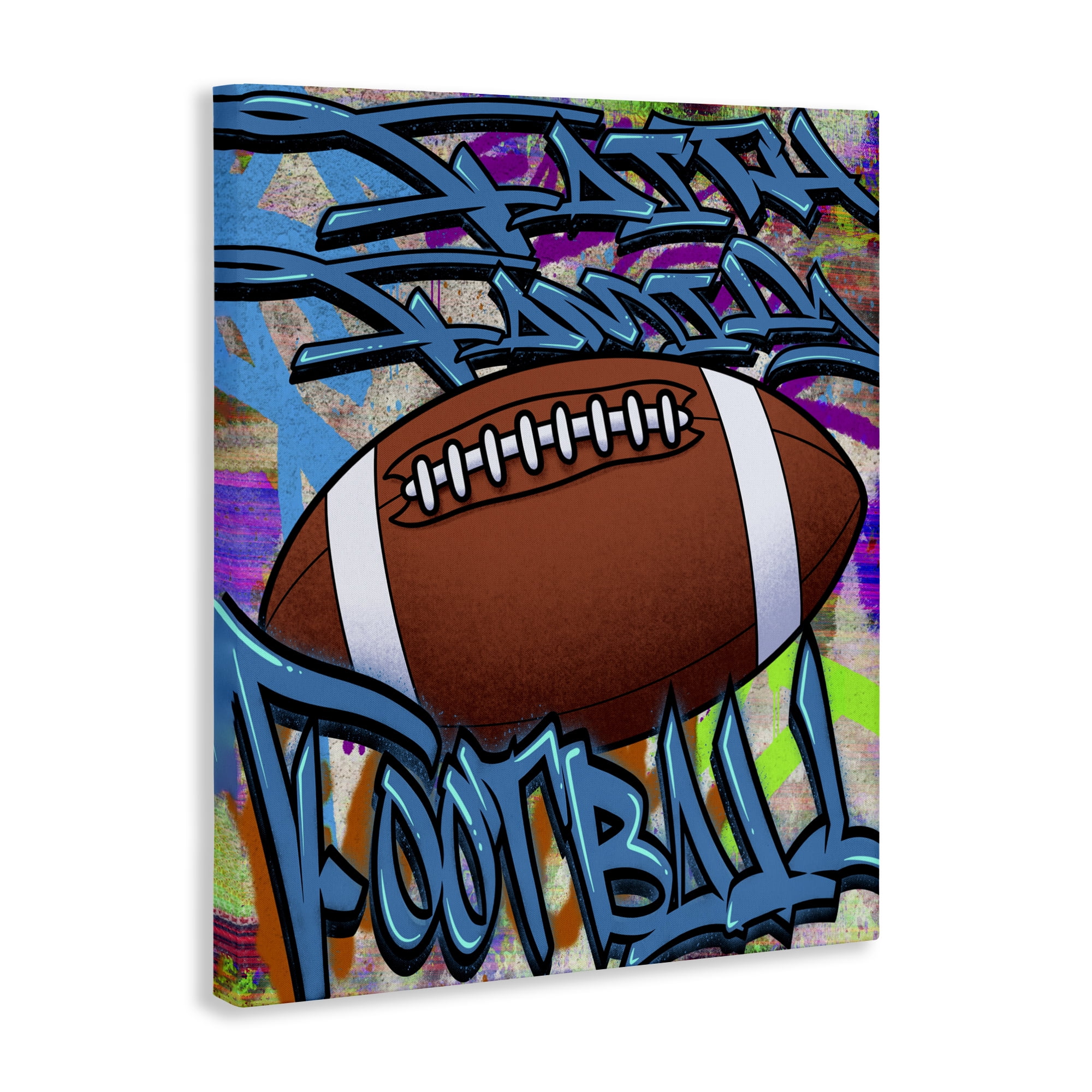 Stupell Industries Faith Family Football Graffiti Canvas Wall Art, design by Marcus Prime