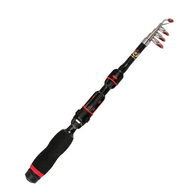 Caña de pescar telescópica plegable, accesorio portátil para amantes de la pesca (negra, 2,3 metros)
