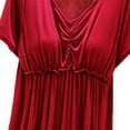 thumbnail image 4 of MYAOYI Womens Nightgown Casual Plus Size V-Neck Solid Color Summer Short Sleeve Comfy Midi Sleepwear with Built in Shelf Bra, 4 of 5