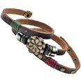 thumbnail image 1 of Celokiy Multilayer Leather Personality Hematite Lucky Lotus Flower Snap Button Wrap Bracelet, 1 of 7